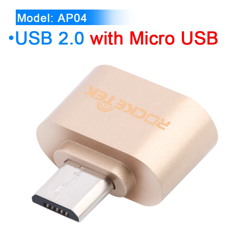 Gold USB 2.0 Rocketek Высокое качество микро USB OTG адаптер Аксессуары Мужской конвертер для samsung Xiaomi LG huawei Android мобильный сотовый телефон - Цвет: Gold USB 2.0
