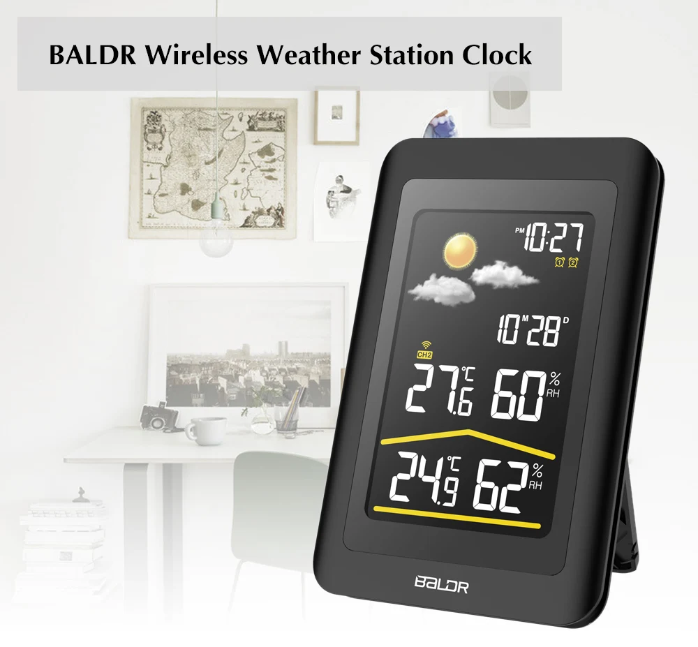 BALDR светодиодный цифровой будильник функция повтора беспроводной Крытый открытый Метеостанция Часы для домашнего декора B0320WST2H2PR-V5
