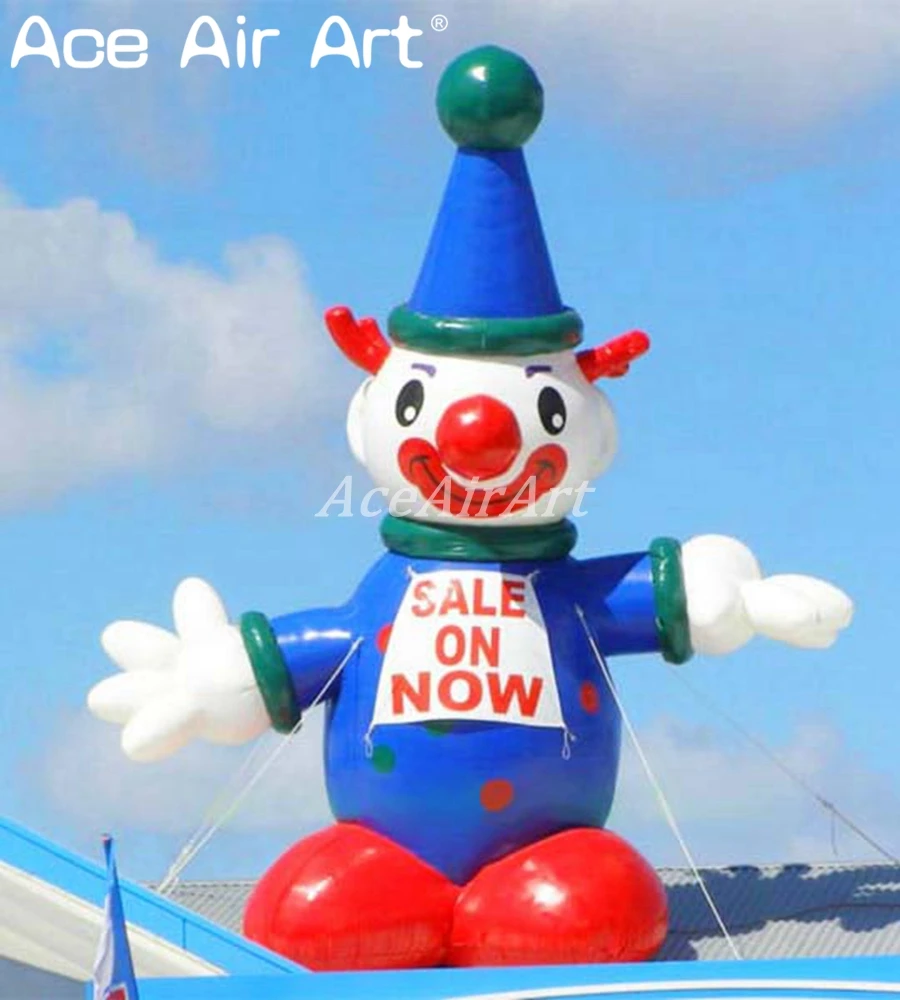 

Giant hot sell blue inflatable cartoon character inflatable circus clown model replica with air blower for sale