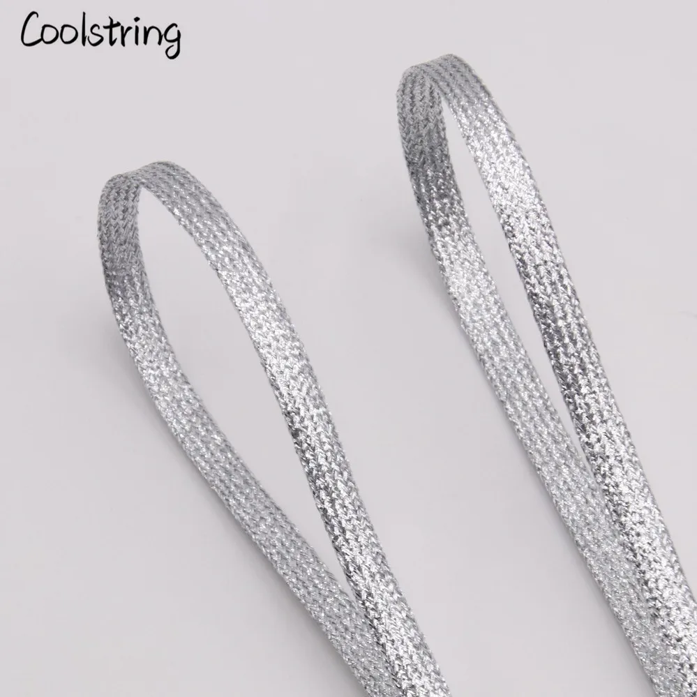 Coolstring Прохладный плоские блестящие шнурки Блестящие модные блестящие шнурки Рождество цвета Chic мерцающий 7 мм металлик