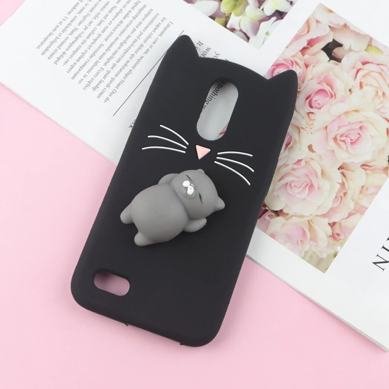 3D милый японский блестящий чехол с бородатым котом для LG Q6 Plus G6 G7 ThinQ K4 K8 K9 K10 Alpha K11 милые мягкие чехлы - Цвет: HuXu Black Cat