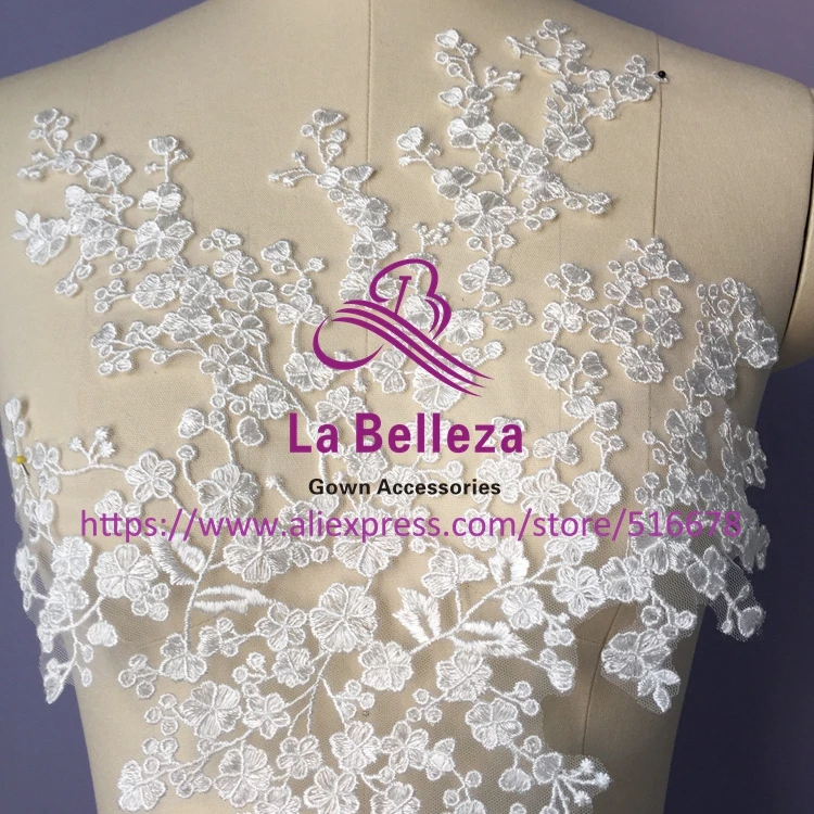 5 шт./лот хорошее качество белый полиэстер вышивка патчи свадебное платье/Сделай