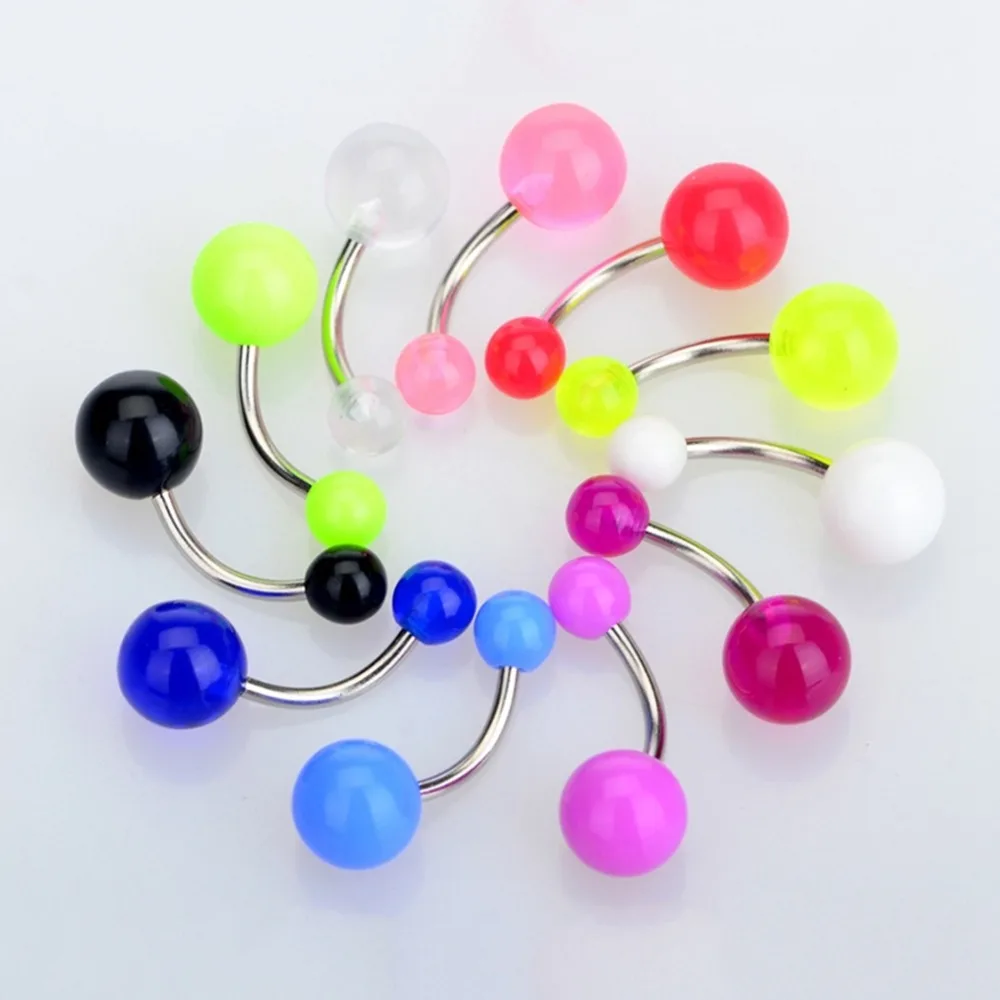 

10Pcs/lot 316L Steel Belly Button Rings Belly Piercings Navel Ear Tragus Piercing Ombligo Body Jewelry Color Random