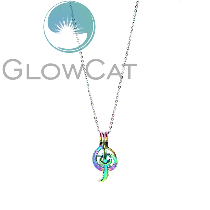 CC649 радужные цвета музыкальные ноты бусины клетка кулон ароматерапия эфирное