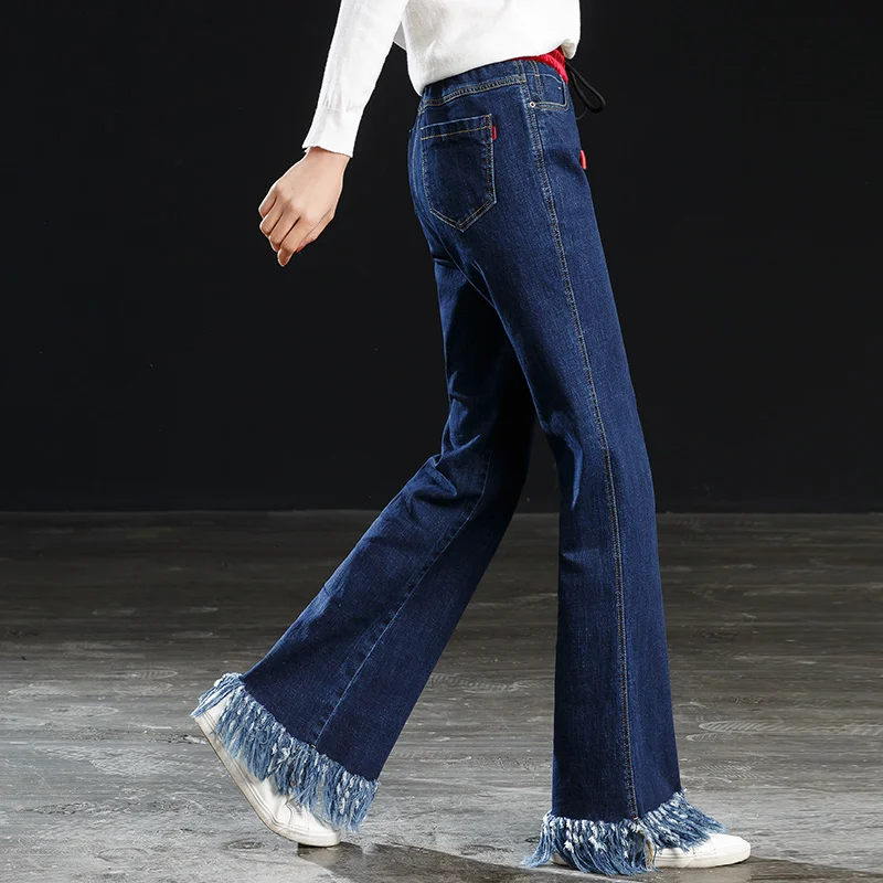 Женские джинсы Micro-la весенние брюки с высокой талией большие размеры свободные