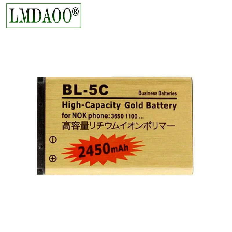 Аккумулятор BL-5C BL5C BL 5C сменный аккумулятор золотистого цвета для Nokia 2450 1208 1209 1255 1280