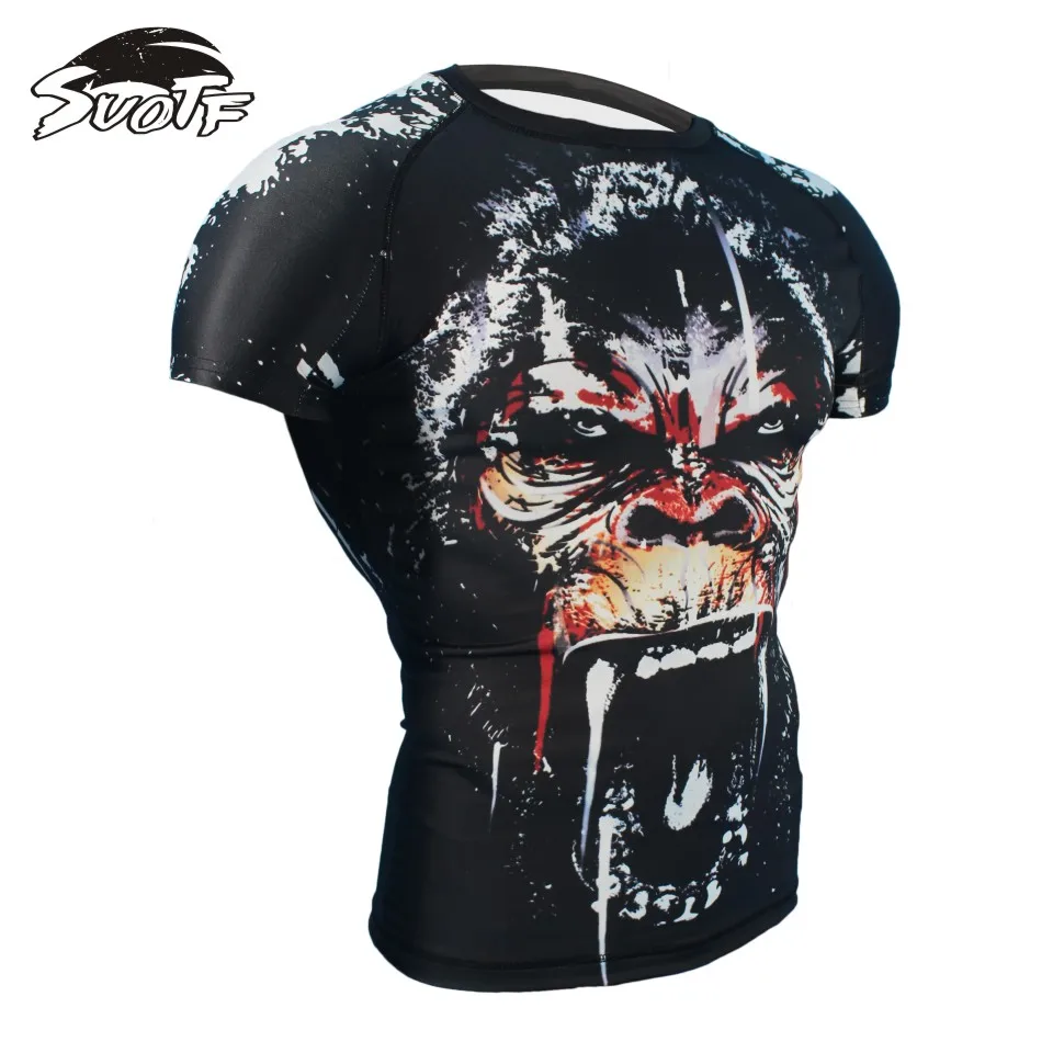 MMA Fightwear компрессионная футболка и штаны с принтом Angry Gorilla, боксерский Рашгард, футболка для кикбоксинга, брюки, Муай Тай, эластичные колготки