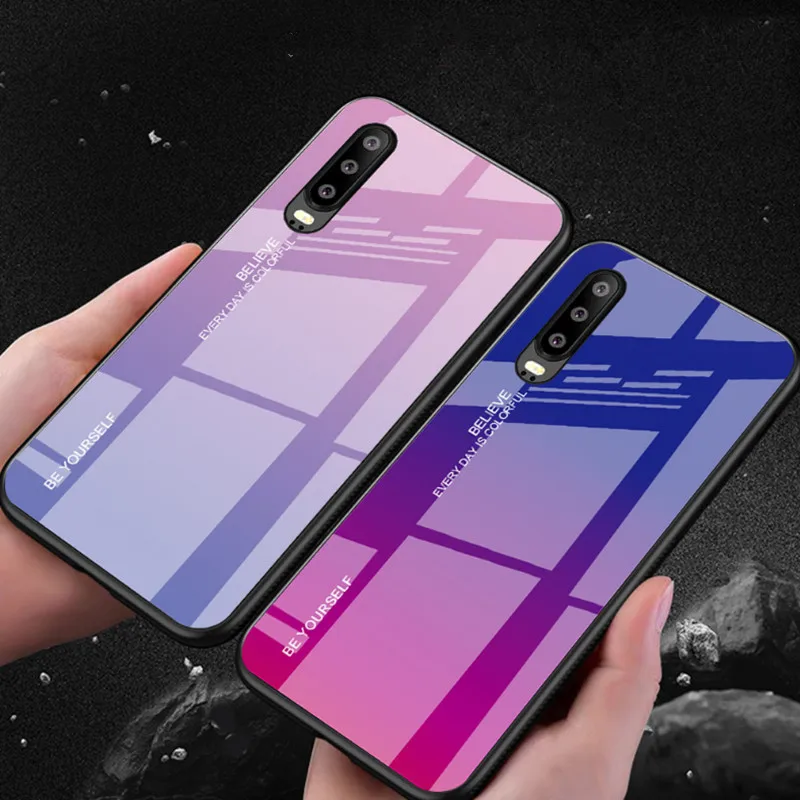 Градиентный чехол из закаленного стекла для телефона huawei Honor 8X mate 20 Pro mate 10 P20 Lite P Smart Plus Nova 3i 3 4 P30