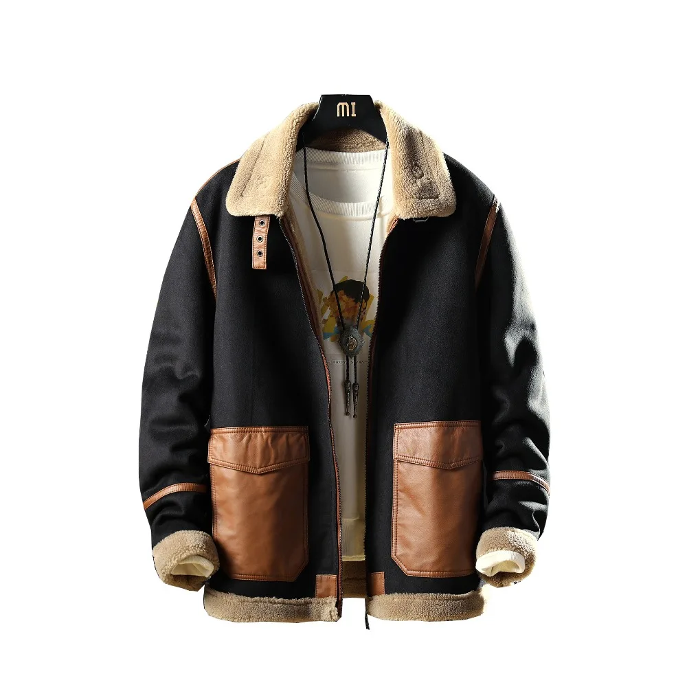 Повседневное Мужское пальто большого размера мех плюс бархатная теплая куртка