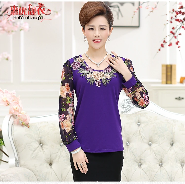 Шифоновые блузки для женщин среднего возраста рубашка большого размера с