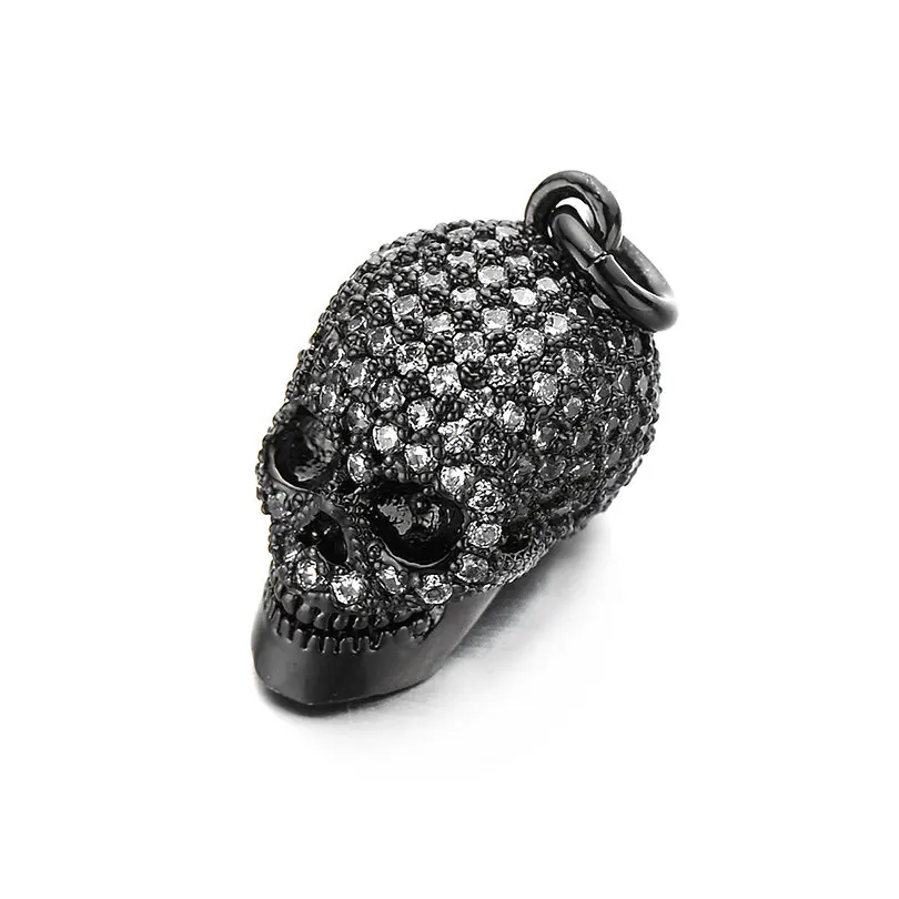 black Pipitree Изящные полностью покрытые микро фианитами Подвески в виде скелета черепа, подвеска, ожерелье, винтажное самодельное украшение для изготовления ювелирных изделий - Окраска металла: black