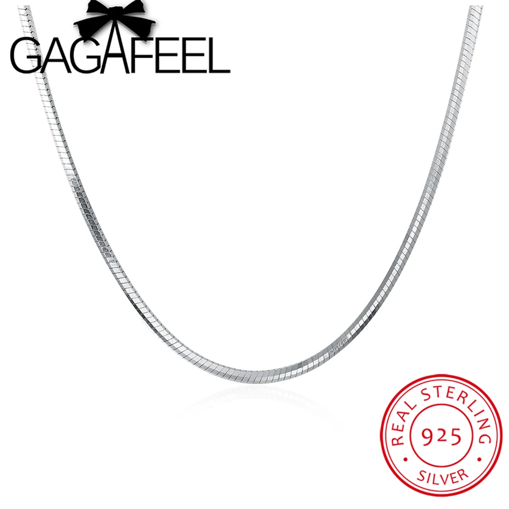 Gagafeel пикантные змея цепи чистый стерлингового серебра 925 пробы тонкий квадратный Цепи для Для женщин ювелирные изделия