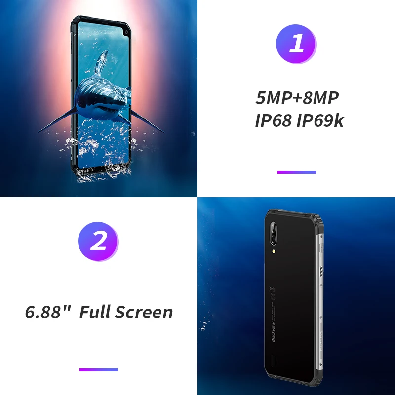Сотовый телефон Blackview BV6100 Android 9 0 смартфон NFC 3 ГБ ОЗУ 16 Гб ПЗУ мобильный полный