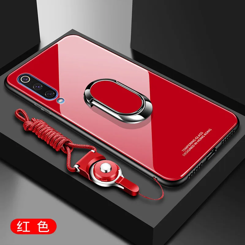red Для samsung Galaxy A10 A20 A70 чехол из твердого закаленного стекла с кольцом-подставкой Магнитный защитный чехол на заднюю панель для samsung A40 M30 - Цвет: red