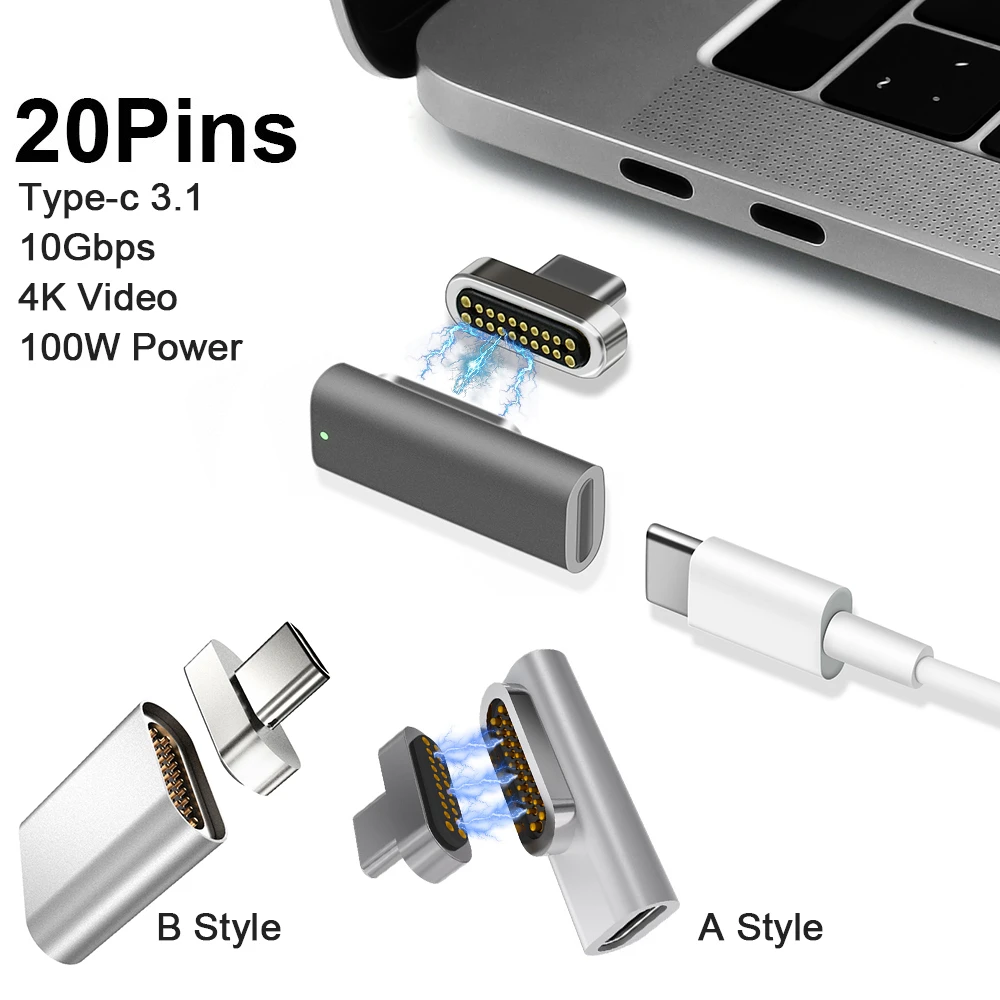 Магнитный usb-адаптер с 20 контактами коннектор типа PD 100 Вт быстрая зарядка высокое