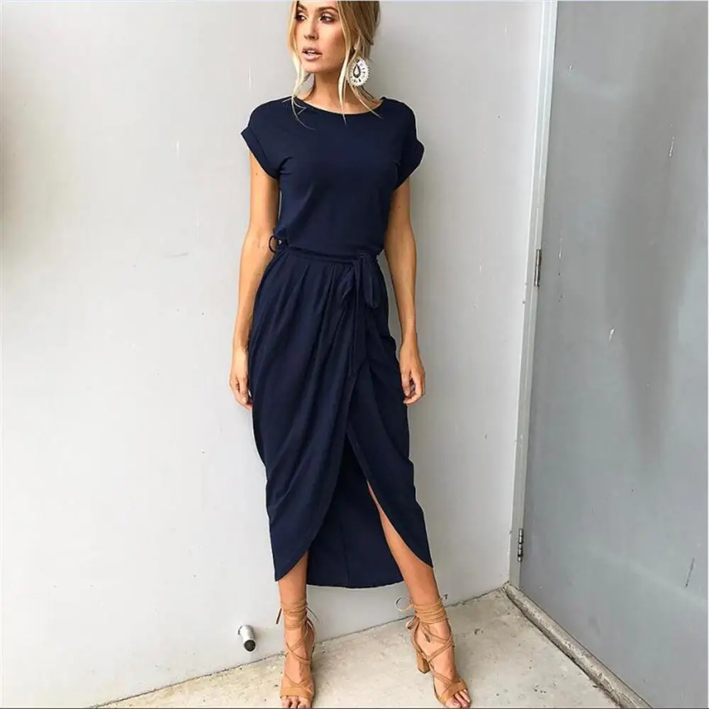 Short-sleeved fashion short-sleeved dress before the irregular | Женская одежда
