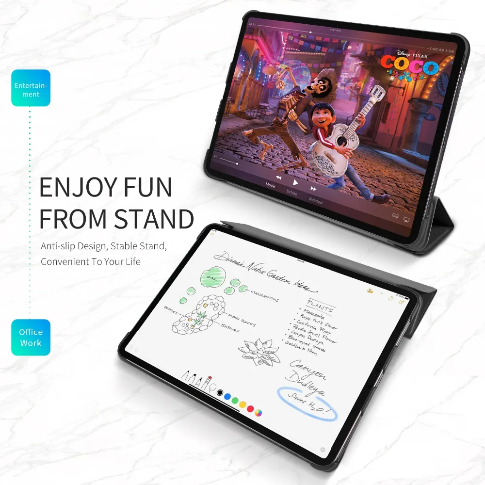 Умный чехол для iPad Pro 11 2018 Роскошный из искусственной кожи ультра тонкий