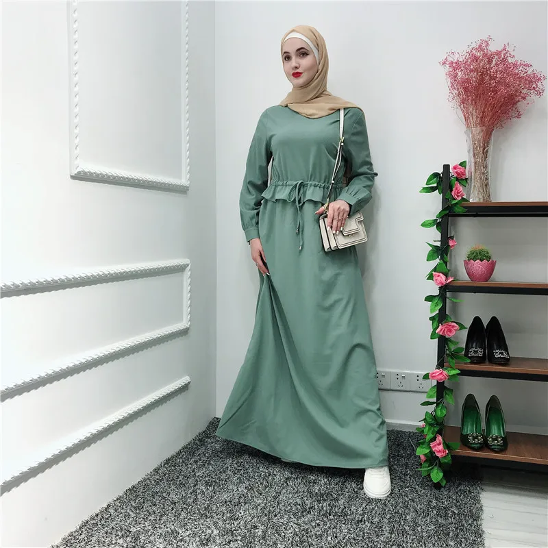 Кафтан арабский абайя Дубай Турция оборками мусульманский хиджаб платье Рамадан