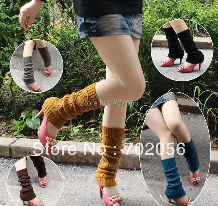 Autumn winter Koreal style  Knitted Leg Warmers Boot Covers 24 pairs/lot mixed colors #3426