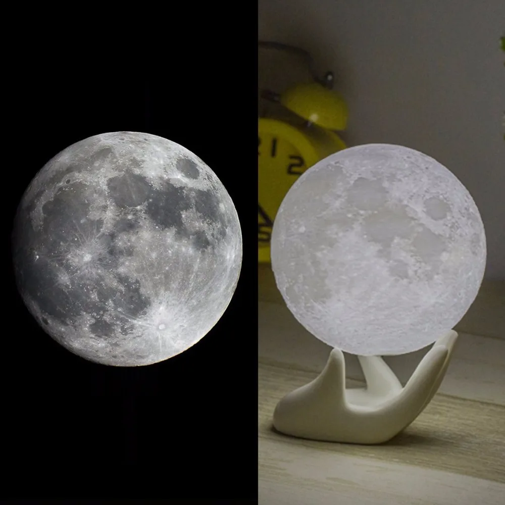 WRUMAVA LED ночник Луна лампа 3D печать лунный свет луна спальня домашний декор 2 вида