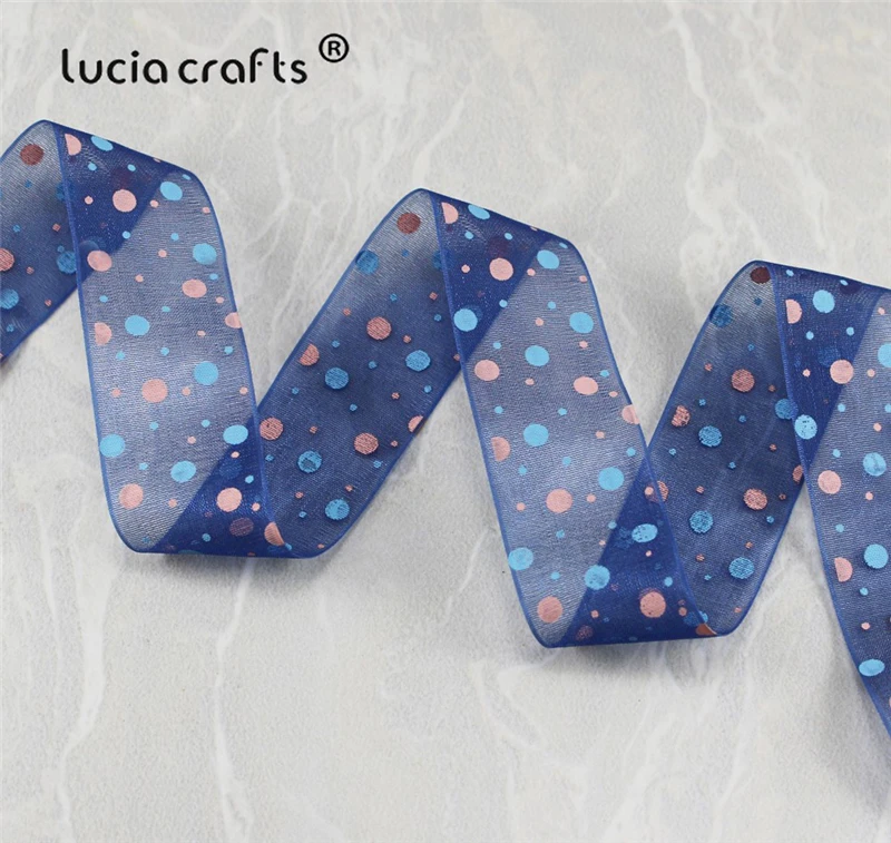 Распродажа! Lucia crafts 5 ярдов/9 ярдов 25 мм много цветов Варианты точка печатных органзы кружева ленты для упаковки и банта CH1104