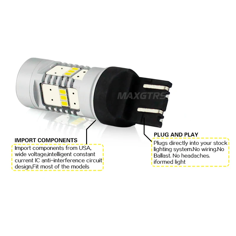 MAXGTRS T20 светодиодный W21/5 Вт 7443 светодиодный фонарь 3020 лм яркий 14SMD теплый белый автомобильный тормозной обратный стояночный DRL противотуманный светильник резервная лампа