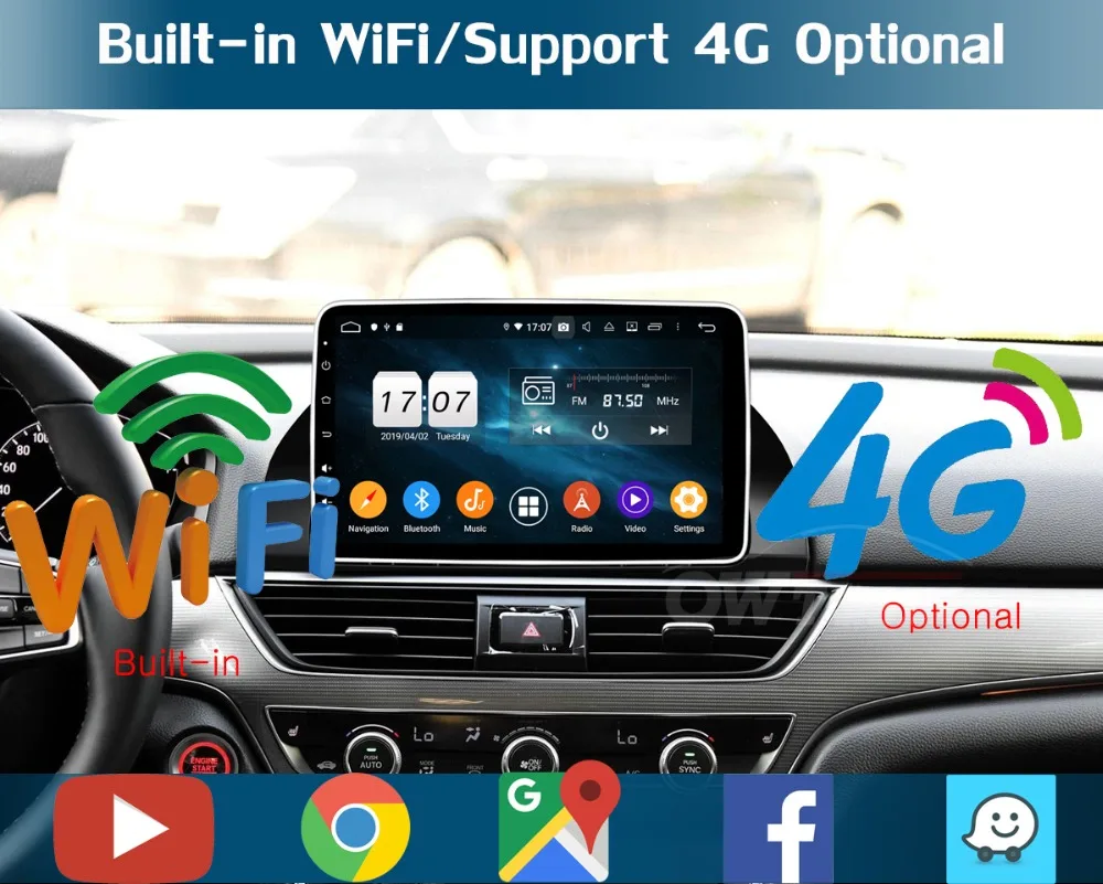 10," ips Android 9,0 8 ядерный 4 Гб ram+ 64 ГБ rom Автомобильный DVD радио плеер gps для Honda ACCORD 10 DSP CarPlay Parrot BT Adas стерео