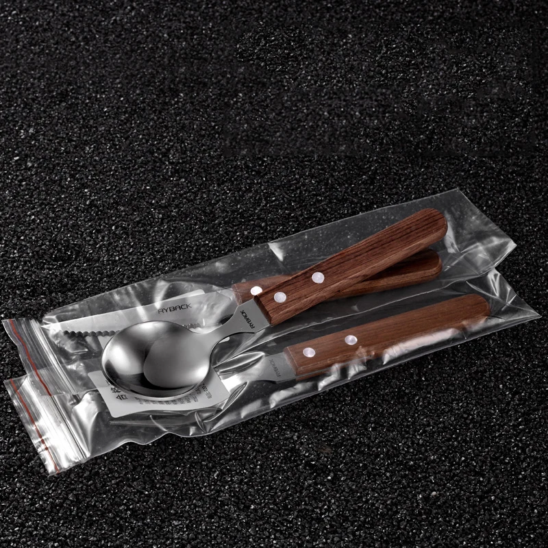 Западный стиль деревянная ручка стейк вилка набор столовых приборов из