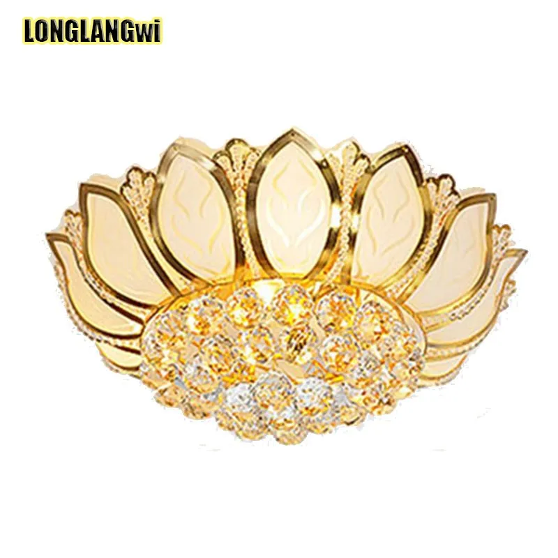 

Lotus Flower Modern led crystal chandelier Light Gold chandeliers Lamp for Living Room Bedroom