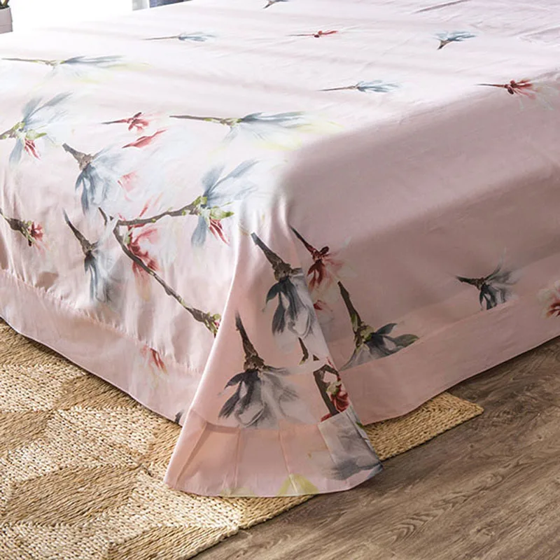 Solstice Home Static Color Ink 3D Style Flowers Pink Duvet Cover 2018 New Soft Cotton Bedlinens Flat Sheet Pillow Cases 30 | Дом и сад