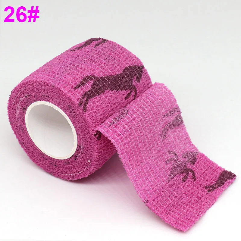 26 Horse Pink 4,5 м самоклеящаяся лента, медицинская терапия, эластичный бинт, защита колена, 1 шт., Спортивная, цветная, с принтом, для пальцев, суставов, ПЭТ лента - Цвет: 26 Horse Pink