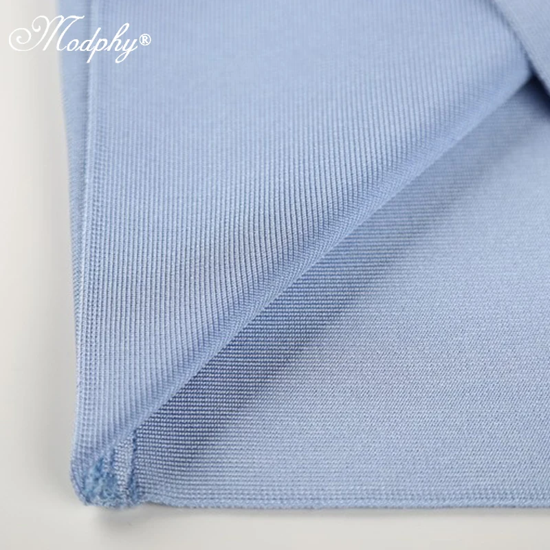 Женское Бандажное платье Modphy HL светло синее с открытой спинкой и треугольным