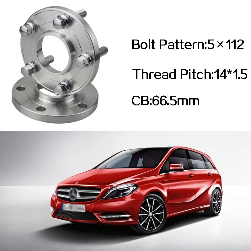 

2pcs 5x112 66.5CB Centric Wheel Spacer Hubs M14*1.5 Bolts For Mercedes Benz B Class Benz CLA Class