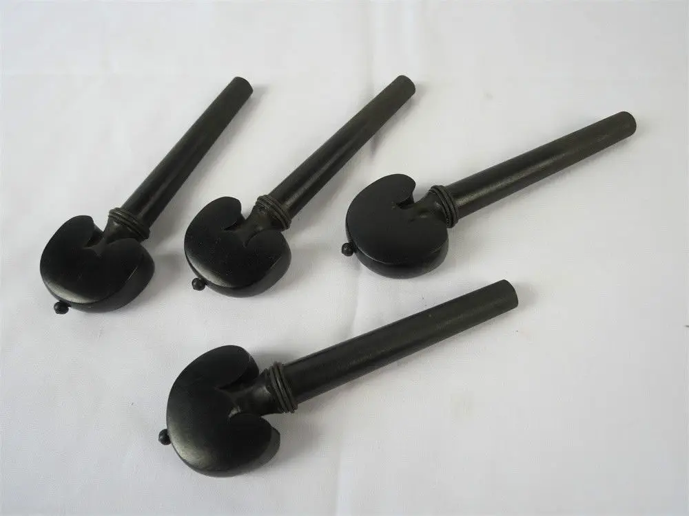 

Best 4/4 cello Fittings ,4pcs Natural Ebony wood pegs, black ring decorate