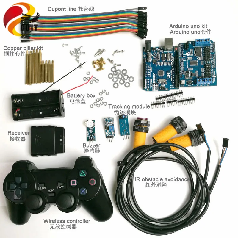

Wireless Handle Control Track Kit for arduino Board+Motor Drive Board+IR Obstacle Avoidance for Arduino robot tank rc car