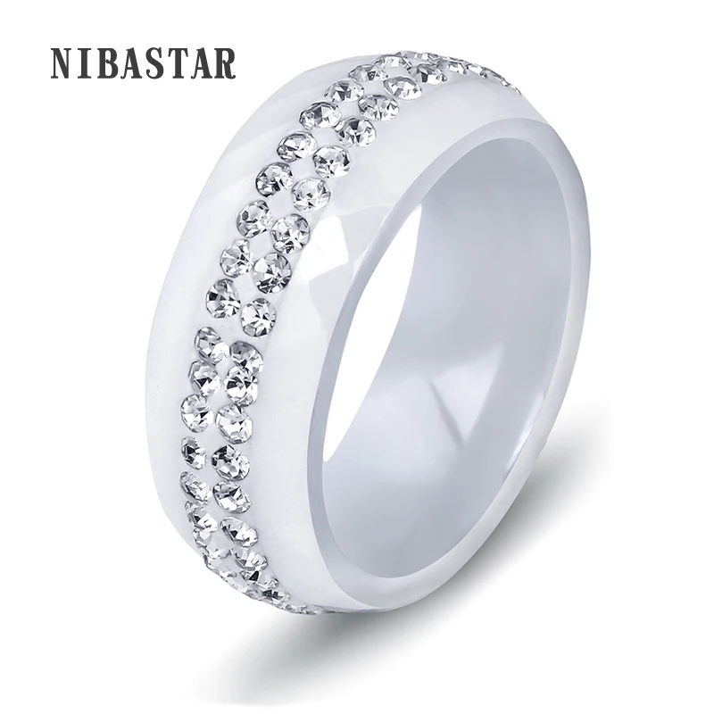 

High Quality Black And White Simple Style Simply Crystal Ceramic Rings for Women
