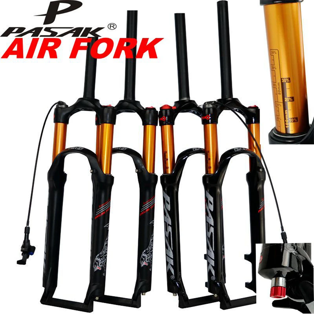 

PASAK Bicycle Air Fork 26" 27.5" 29inch 1-1/8" MTB Mountain Bike Suspension Fork Air Resilience Oil Damping Line Lock Gas Fork