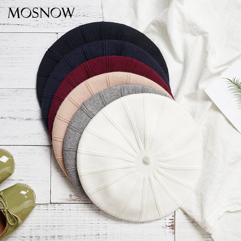 

Drop Shipping Beret Female Wool Knitted Hats 2020 New Brand Stylish Winter Warm Beanie Women Painter Bonnet Hats For Girl Berets