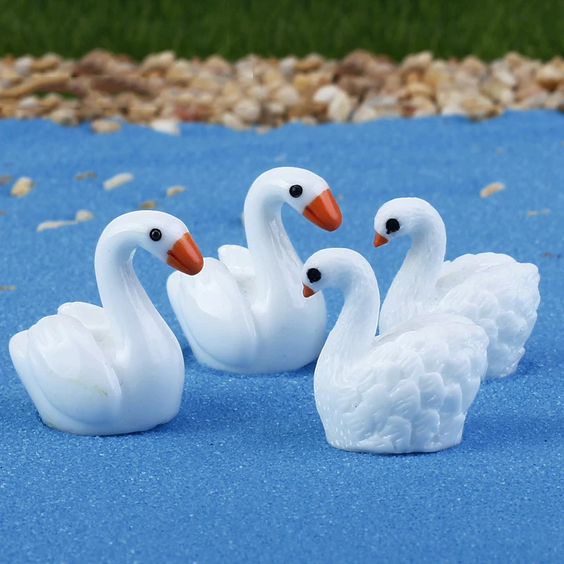 4 шт./партия Симпатичные животные Лебедь миниатюры Мини фигурки для микро