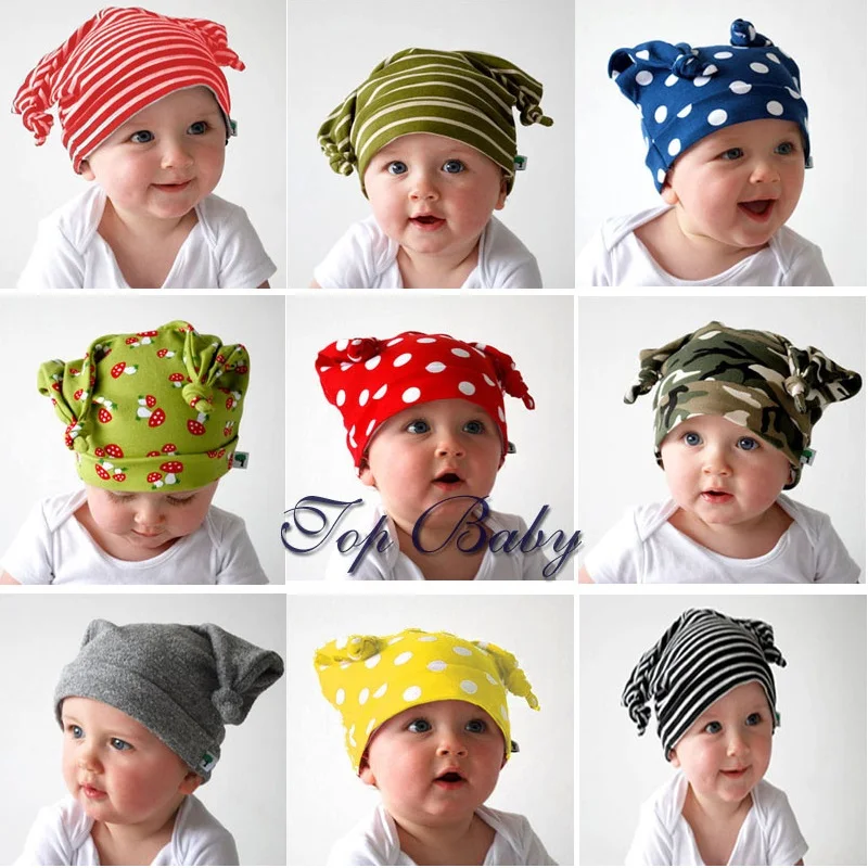Dot baby girl beanies Fashion Cotton Newborn hats 0-3 years Bebes Boys caps berets Babies Headband Hair Clip Infant Bonnet | Детская