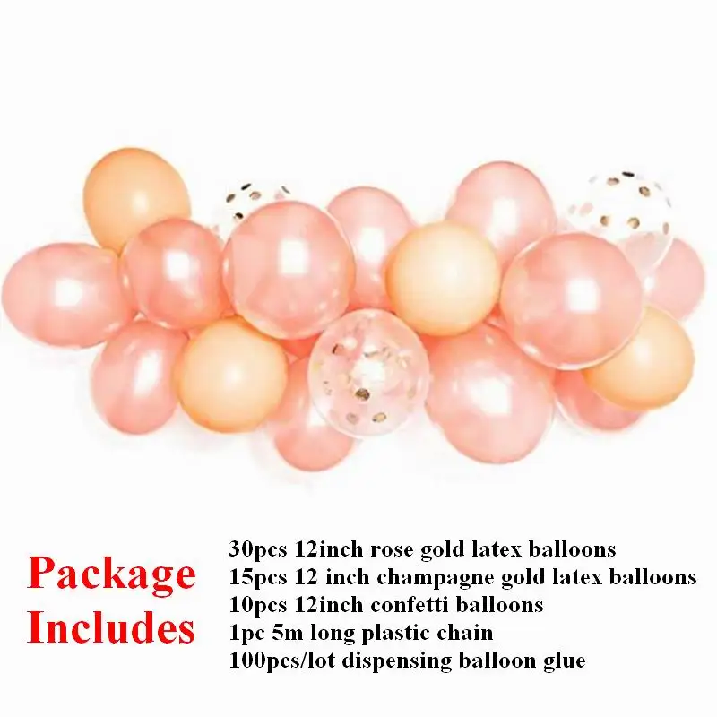 rose gold 57 шт./компл. розовое золото латексных воздушных шаров с цепочкой из резины Свадебная вечеринка гирлянда фон с воздушными шарами декоративный шар цепи украшение арки - Цвет: rose gold