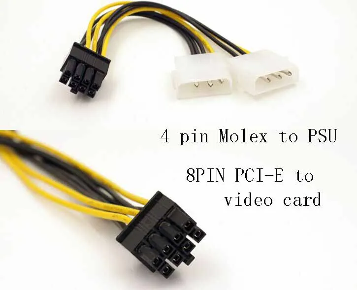 15 см IDE 4 pin molex до 8 PCI Express Видеокарта кабель питания адаптер sx | Электроника