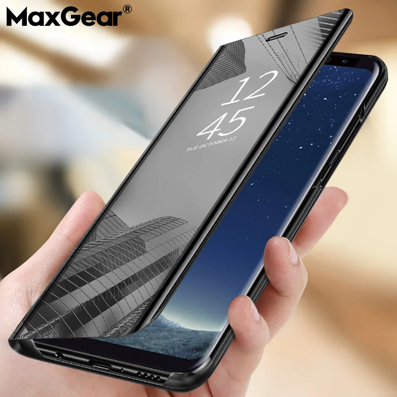 Умный зеркальный флип чехол для Samsung Galaxy S8 S9 S10 Plus S10E A7 A8 A6 J4 J6 2018 S6 S7 Edge Note 4 5 8 9
