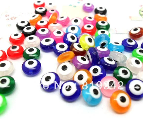 Бесплатная доставка 400 шт./лот смешанные цвета сглаза плоские круглые бусины