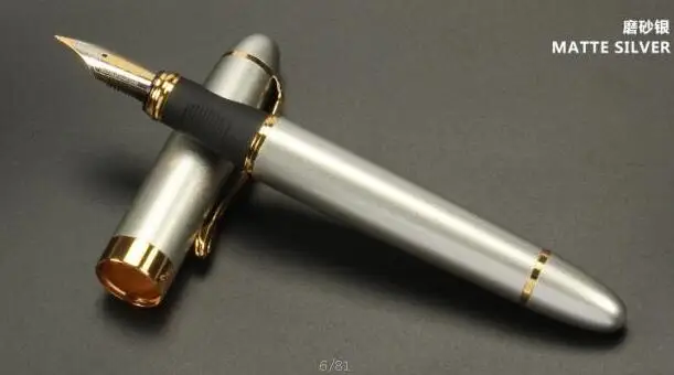 1 silver JINHAO X450 класса люкс 0,5 или 1,0 мм наконечник Металл Китайская каллиграфия перьевая ручка, канцелярские принадлежности для офиса, школьные принадлежности, бренд ручек молочного цвета - Цвет: 1 silver