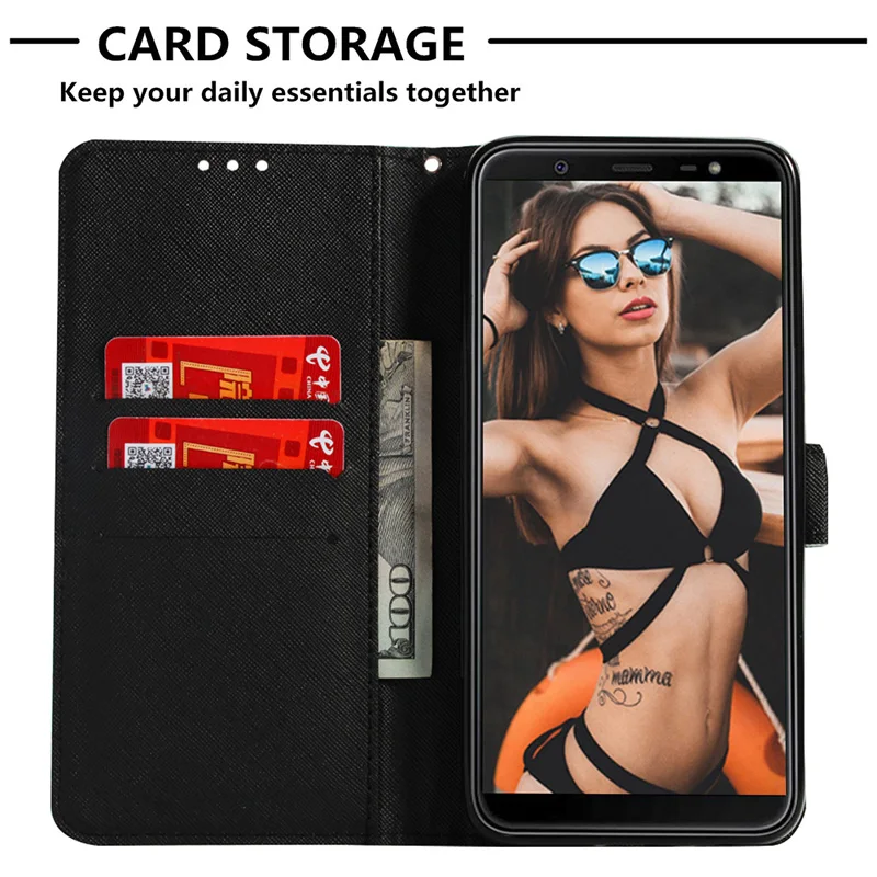 PU Leather Soft TPU Flip Wallet Case for Samsung Galaxy J8 2018 Mobile Phone Bag For J2 Cover J4 J6 | Мобильные телефоны и