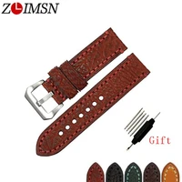 zlimsn new men genuine leather watchband accessories wristbands watch band strap 5 colors suitable for watch 20mm 22mm 24mm 26mm