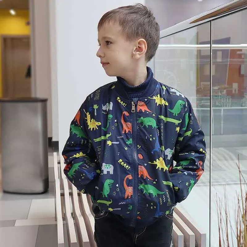 HH Baby boys jacket Cute Dinosaur kids coats Spring Autumn windbreaker toddler girl jackets outerwear Children | Детская одежда и