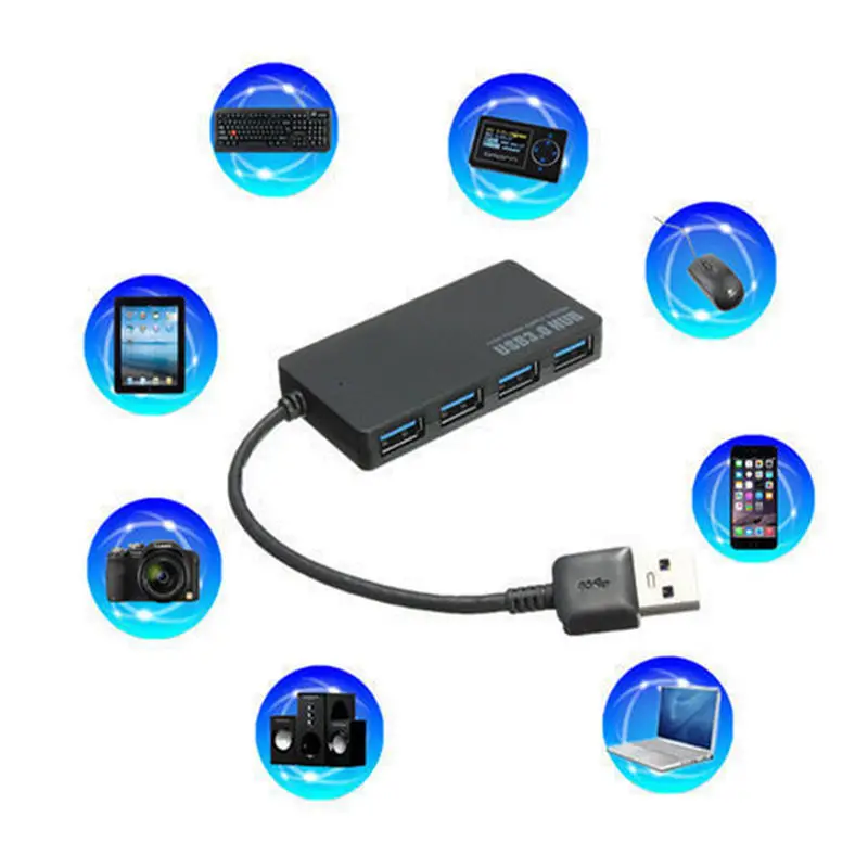 4 портовый USB3.0 концентратор 5 Гбит/с Портативный компактный USB разветвитель