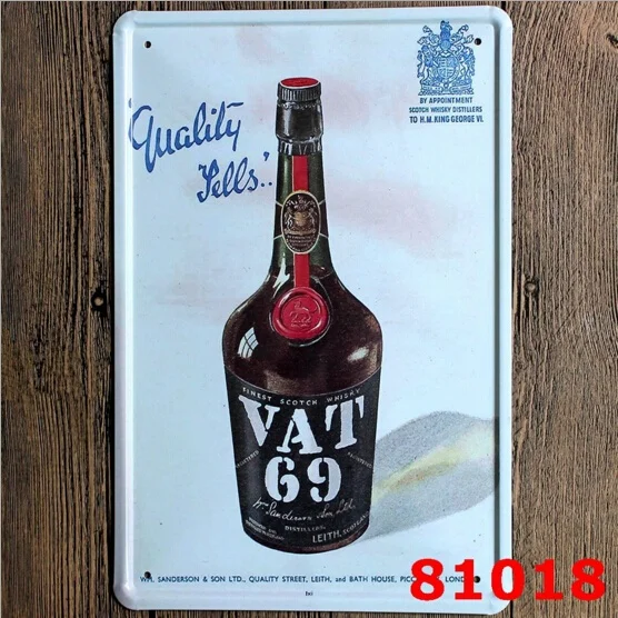 НДС 69 шотландский смешанный виски оловянный знак металлический настенный Декор